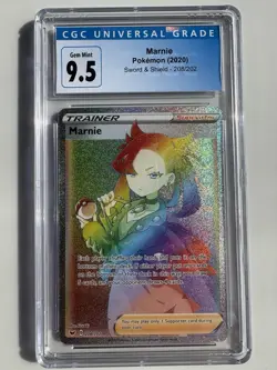 Pokemon Sword and Shield Base Set Marnie Secret Rare 208/202 CGC 9.5 (PSA10U)-GM - Image 1
