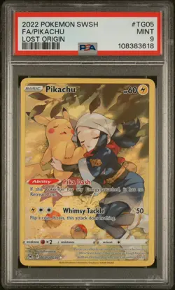 Pokemon Pikachu Full Art Ultra Rare Holo Lost Origin TG05/TG30 PSA 9 English - Image 1