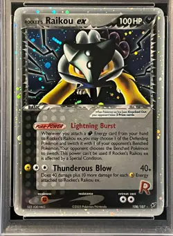 2005 Pokemon EX Deoxys -Rocket's Raikou Ex 108/107 Secret Rare Holo-PSA NM-MT 8 - Image 3