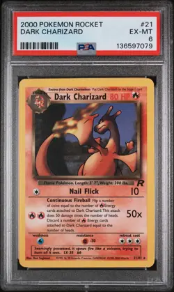 2000 Pokemon TCG Team Rocket 21 Dark Charizard PSA 6 EX-MT WOTC - Image 1