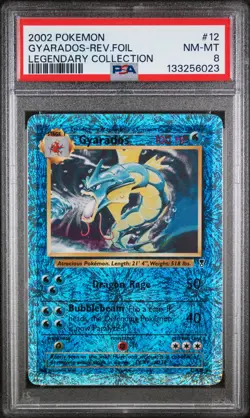 2002 POKEMON LEGENDARY COLLECTION #12 GYARADOS-REVERSE FOIL PSA 8 - Image 1