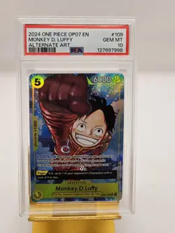 ONE PIECE MONKEY D. LUFFY OP07-109 ALT ART 500 YEARS IN THE FUTURE 2024 PSA 10 - Image 1