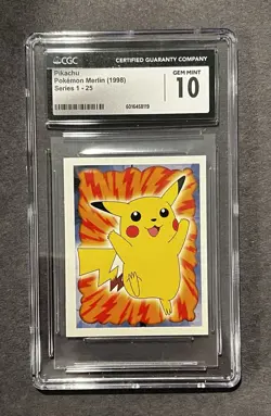 Pokemon Pikachu #25 Topps Merlin Sticker Series 1 CGC 10 Gem Mint - Image 1