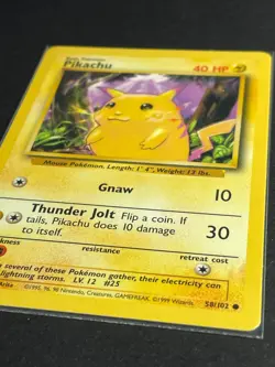 Pokemon '025 Pikachu 58/102 Common Vintage WOTC 1999 NM - Image 1