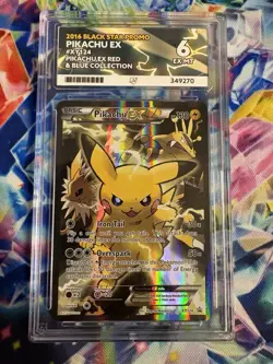Pokemon TCG: Pikachu EX XY124 Promo Red & Blue Collection ACE6 EX-MT - Image 1