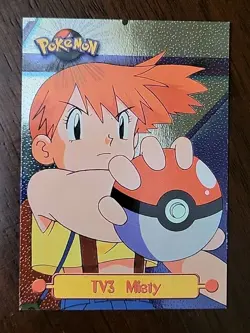HP! TV3 Misty 1999 Topps Pokemon TV Animation Textured HOLO Foil Black Logo - Image 1