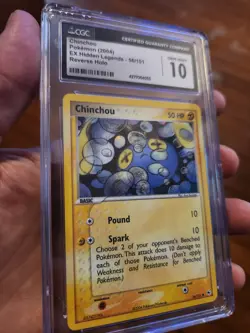 (TOP POP 3) CGC 10 GEM MINT Chinchou 56/101 Reverse Holo Hidden Legends Pokemon - Image 1