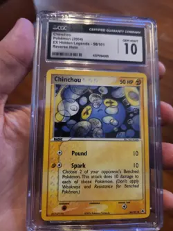 (TOP POP 3) CGC 10 GEM MINT Chinchou 56/101 Reverse Holo Hidden Legends Pokemon - Image 2