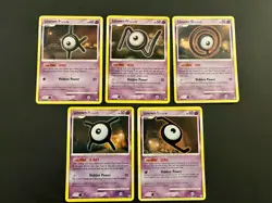 2007 POKEMON: 5 UNOWN LOT K, N, O, X, Z - D & P SECRET WONDERS UNCOMMON NM/M - Image 1