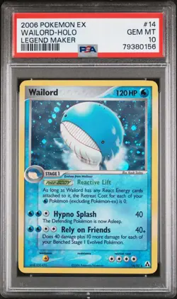 PSA 10 2006 POKEMON EX LEGEND MAKER #14 WAILORD HOLO POP 17 - Image 1