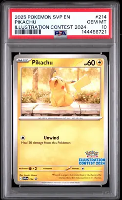 PSA 10 Pikachu SVP 214 Illustration Contest 2024 Promo Pokemon - Image 1