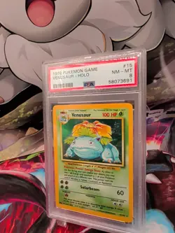 Pokemon 1999 Base Set Venusaur Holofoil #15 PSA 8 Wizards of the Coast - Image 1