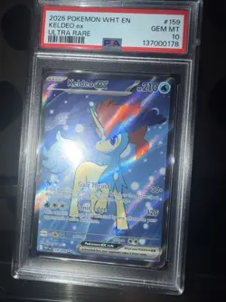PSA 10 GEM MINT Keldeo ex 159/086 Ultra Rare WHT White Flare Pokemon Graded Card - Image 1