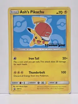 Pokemon TCG Ash's Pikachu Black Star Promo Card SM114 2017 I Choose You Movie - Image 1