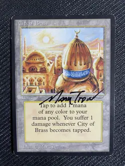 MtG Arabian Nights City of Brass played signed Mark Tedin - Image 1
