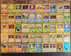 Pokemon Lot 50 Cards Base Jungle Fossil Base 2 Team Rocket Gym e Reader Vintage - Image 1