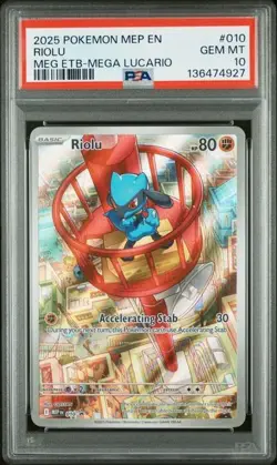 2025 Pokemon Mega Evolution Riolu Black Star Promo BSP #010 PSA 10 - Image 1