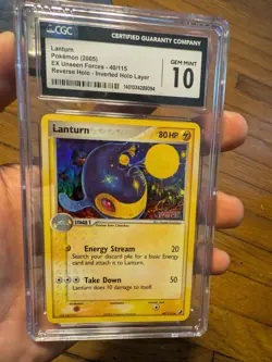 (TOP POP 11) Pokemon CGC 10 Gem Mint EX Unseen Forces ERROR Holo Lanturn 40/115 - Image 2