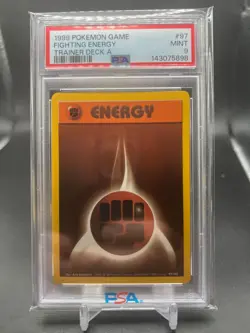 1999 Pokemon Game Trainer Deck A (Red Back) Fighting Energy PSA 9 - Image 1