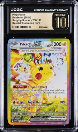 2024 POKEMON SURGING SPARKS SIR #238 PIKACHU EX HOLO CGC 10 PRISTINE - Image 1