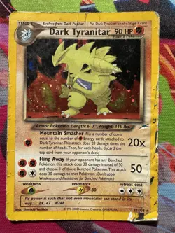 Dark Tyranitar 11/105 Neo Destiny [Rare/Holo] Vintage Pokemon- Damage HP - Image 1