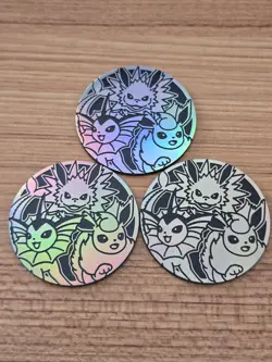 Vaporeon Jolteon Flareon Eeveelution Pokemon CCG Jumbo Coins - Image 1