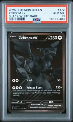 2025 POKEMON BLK EN-BLACK BOLT BLACK WHITE RARE #172 ZEKROM EX PSA 10 - Image 1