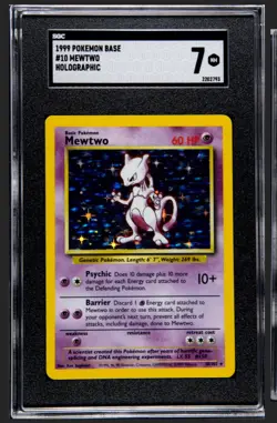 1999 Pokemon Mewtwo 10/102 Base Set Holo SGC 7 (NM) - Image 1