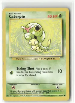 Pokemon Caterpie 045/102 Normal Base Set Common - Image 1