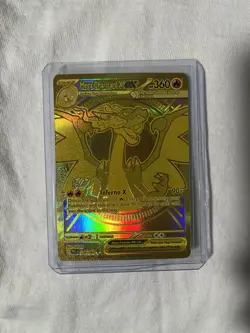 Gold Mega Charizard X ex 130/094 Mega Hyper Rare Phantasmal Flames Pokemon TCG - Image 1