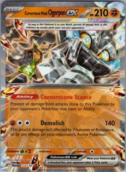 CORNERSTONE MASK OGERPON EX 112/167 DOUBLE RARE TWILIGHT MASQUERADE POKEMON NM - Image 1