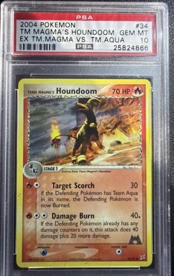 2004 POKEMON EX TEAM MAGMA VS TEAM AQUA #34 MAGMA'S HOUNDOOM PSA 10 GEM MT - Image 1
