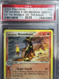 2004 POKEMON EX TEAM MAGMA VS TEAM AQUA #34 MAGMA'S HOUNDOOM PSA 10 GEM MT - Image 2