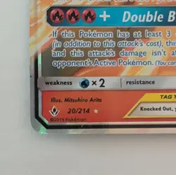 Pokemon Reshiram & Charizard GX TAG TEAM Ultra Rare Holo 20/214 Unbroken Bonds - Image 3