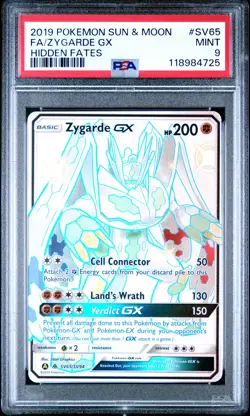 2019 POKEMON SUN & MOON HIDDEN FATES #SV65 FULL ART/ZYGARDE GX PSA 9 - Image 1