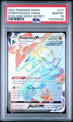 2021 POKEMON SWORD & SHIELD EVOLVING SKIES #217 FA/RAYQUAZA VMAX EVOLVING SKIES- - Image 1