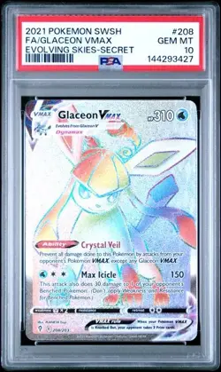 2021 POKEMON SWORD & SHIELD EVOLVING SKIES #208 FA/GLACEON VMAX EVOLVING SKIES-S - Image 1