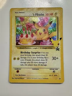 ​Pokemon Birthday Pikachu 24/53 - Celebrations - Holo Rare NM (Pack Fresh) - Image 4