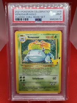 2021 Pokemon Celebrations Classic Coll Base Set #15 Venusaur Holo PSA MINT 9 TCG - Image 1