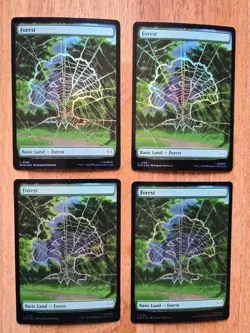 Spider-Man; Full Art Land Forest x4 (Foil), Unplayed, NM, MTG Magic - Image 1