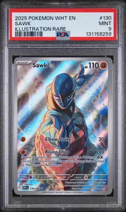 SAWK #130 ILLUSTRATION RARE 2025 POKEMON WHT EN WHITE FLARE PSA 9 MINT LOW POP - Image 1