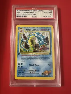 2000 Pokemon TCG Gym Chal. Misty’s Gyarados HOLO-1st Edition #13 PSA 10 GEM MENT - Image 1