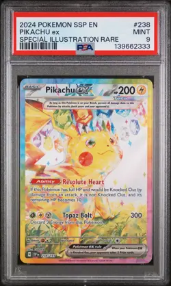 2024 POKEMON SSP EN-SURGING SPARKS SPECIAL ILLUSTRATION RARE PIKACHU EX PSA 9 - Image 1