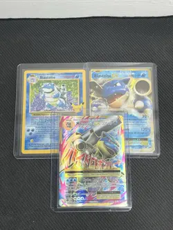 Pokemon TCG Blastoise, Blastoise EX, Mega Blastoise EX Evolutions Holo Lot - Image 2