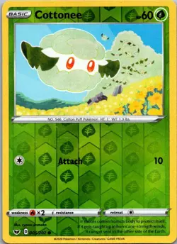 Pokemon Sword & Shield Base Cottonee Reverse Holo 005/202 - Image 1