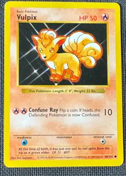 VULPIX 68/102 COMMON BASE SET SHADOWLESS POKEMON MP - Image 1