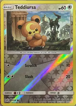 Teddiursa Reverse Holo - 171/236 - Cosmic Eclipse Pokemon 2019 - Image 1