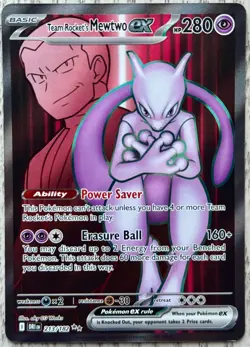 Team Rocket’s Mewtwo ex 213/182 Ultra Rare Pokemon Card NM - Image 1