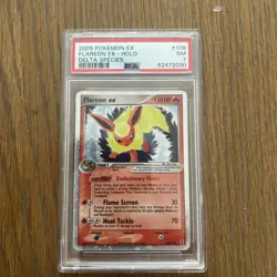 2005 POKEMON EX DELTA SPECIES #108 FLAREON EX-HOLO PSA 7 - Image 1