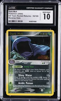 2004 POKEMON EX TEAM ROCKET RETURNS #16 DARK MUK-REVERSE FOIL CGC 10 GEM MINT - Image 1